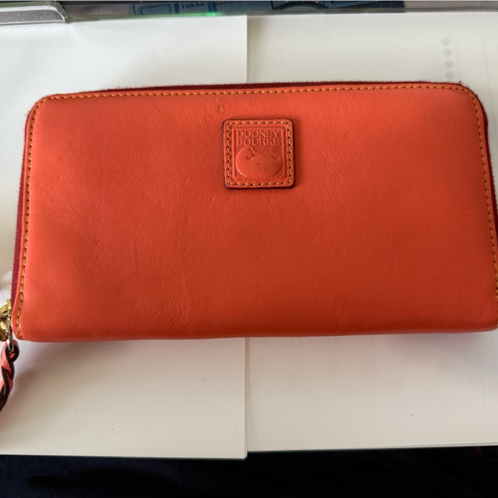 Dooney & Bourke Vibrant Orange Zip Florentine Wallet